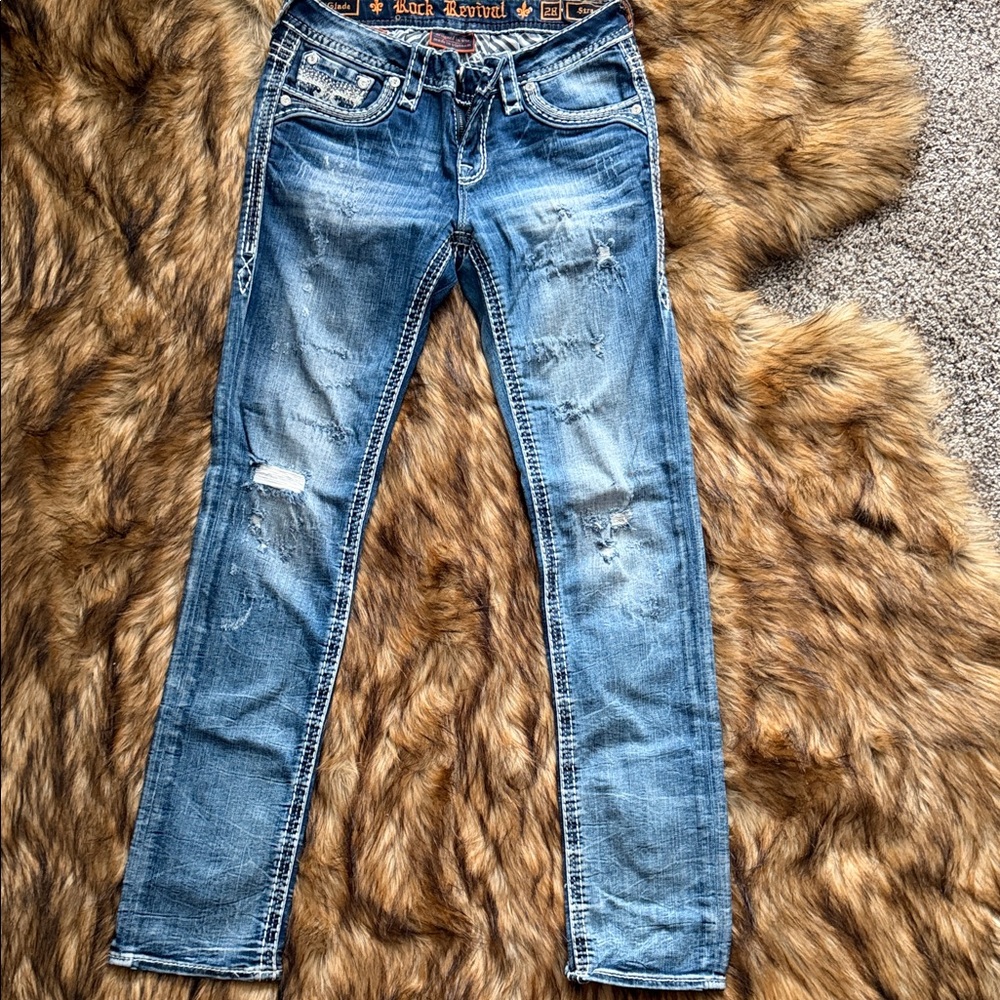 Rock Revival Distressed Blue Skinny Jeans